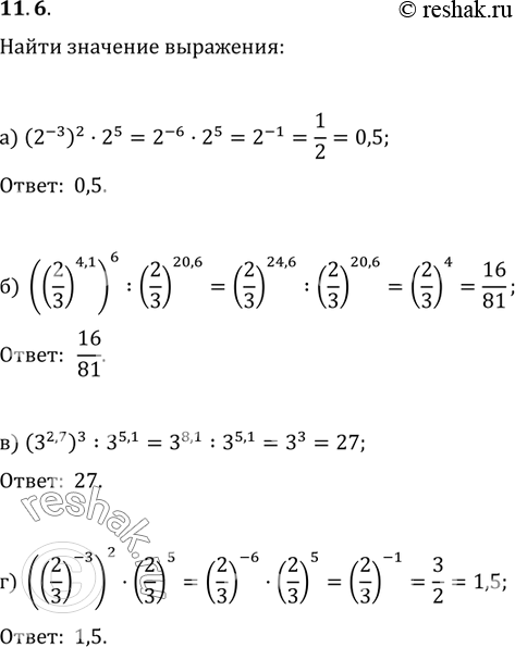  11.6 ) (2^-3)2*2^5;)((2/3)4,1)6 : (2/3)20,6;) (3^2,7)3 : 3^5,1;)((2/3)-3)2 *...